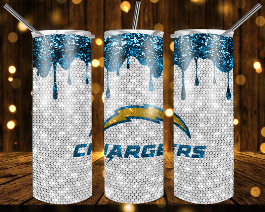 Chargers Football Glitter 20 oz Tumblers # 13