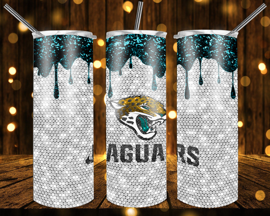 Jaguars Football Glitter 20 oz Tumblers # 19