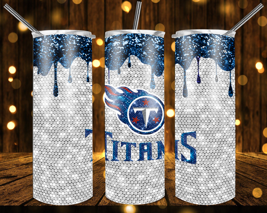 Titans Football Glitter 20 oz Tumblers # 20