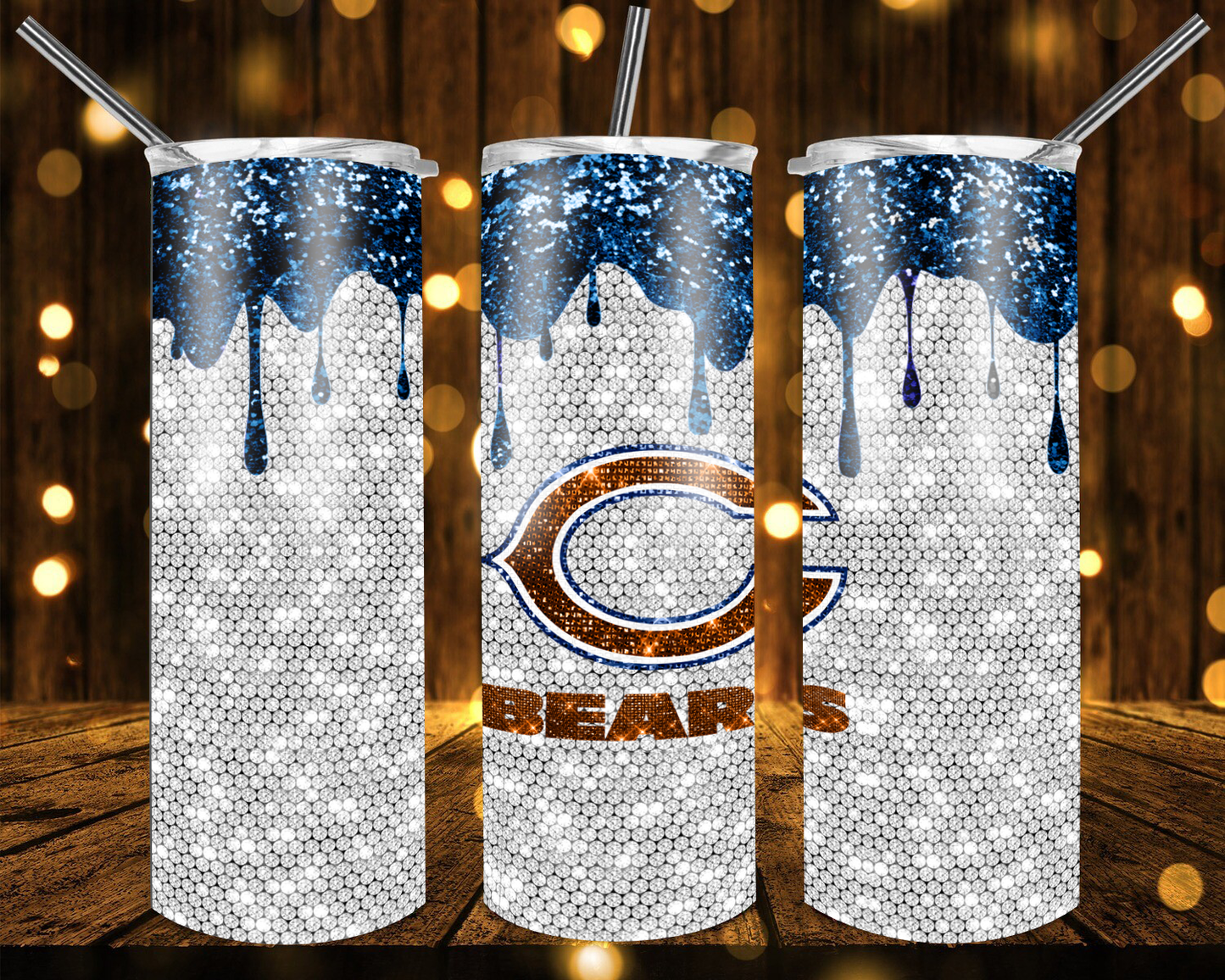 Bears Football Glitter 20 oz Tumblers # 24