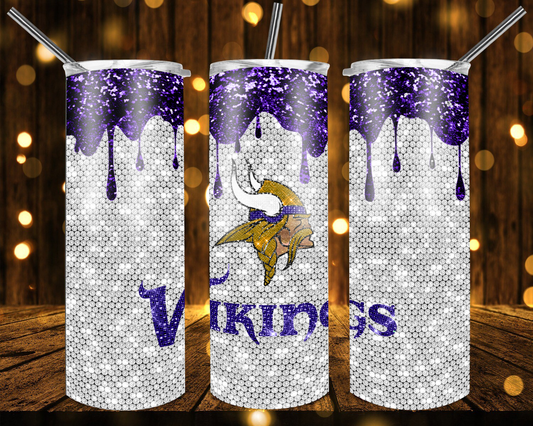 Vikings Football Glitter 20 oz Tumblers # 27