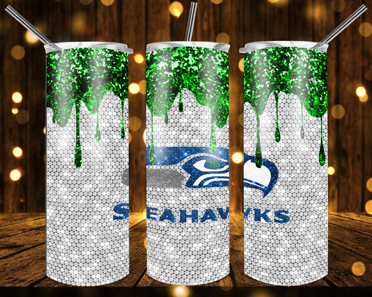 Seahawks Football Glitter 20 oz Tumblers # 30