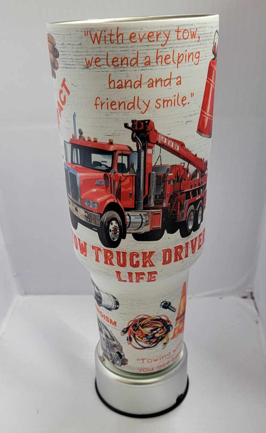 TOW TRUCK DRIVE Classic or Glow in the Dark 40 Oz Tumblers