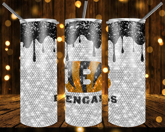 Bengals Football Glitter 20 oz Tumblers # 8