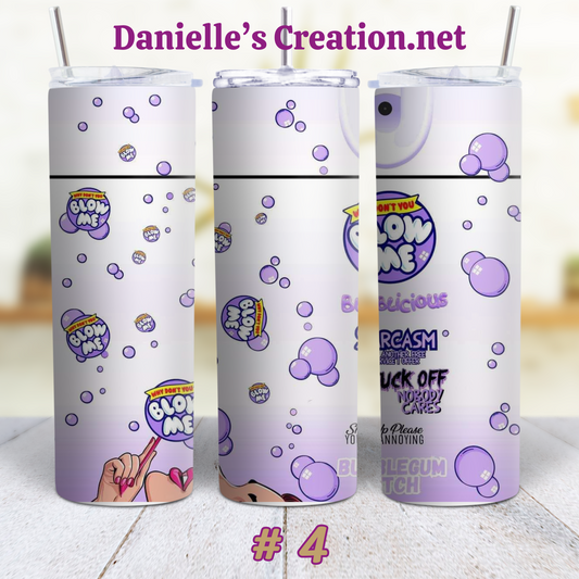 Purple Funny Blow Me, Blow Pop Sucker 20 Oz Skinny Stainless Insulated Tumbler