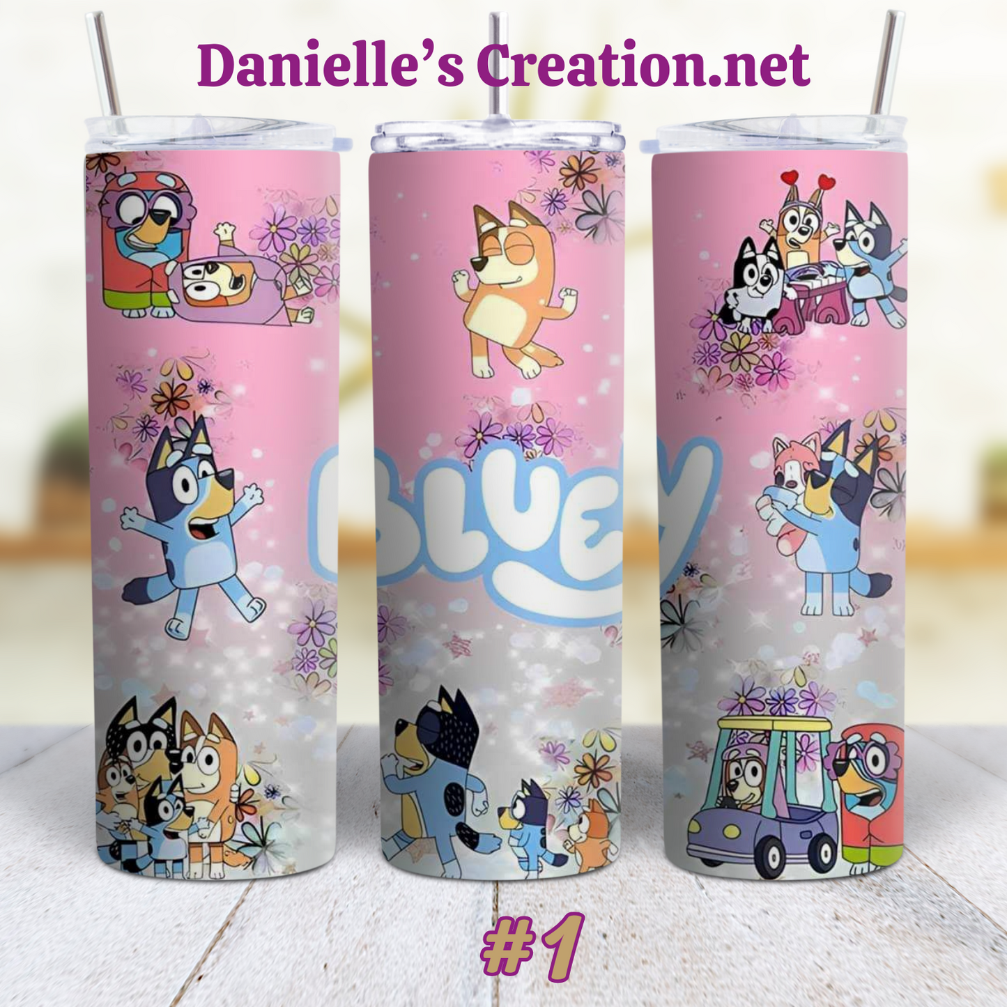 Bluey Cartoon Skinny Sublimation tumblers