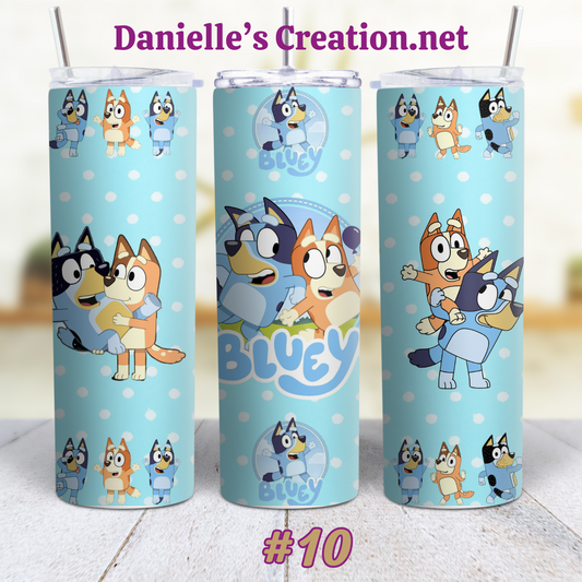 Bluey Cartoon Skinny Sublimation Tumblers 10