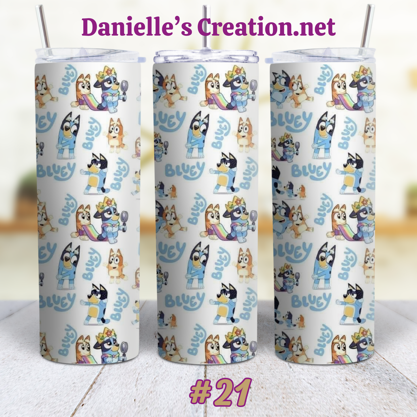 Bluey Cartoon Skinny Sublimation Tumblers 21