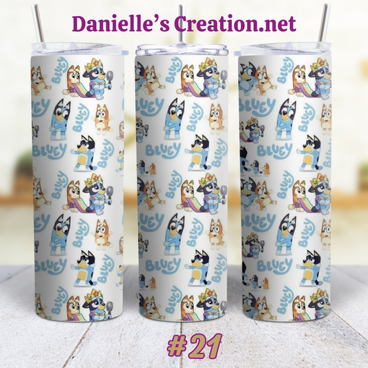 Bluey Cartoon Skinny Sublimation Tumblers 21