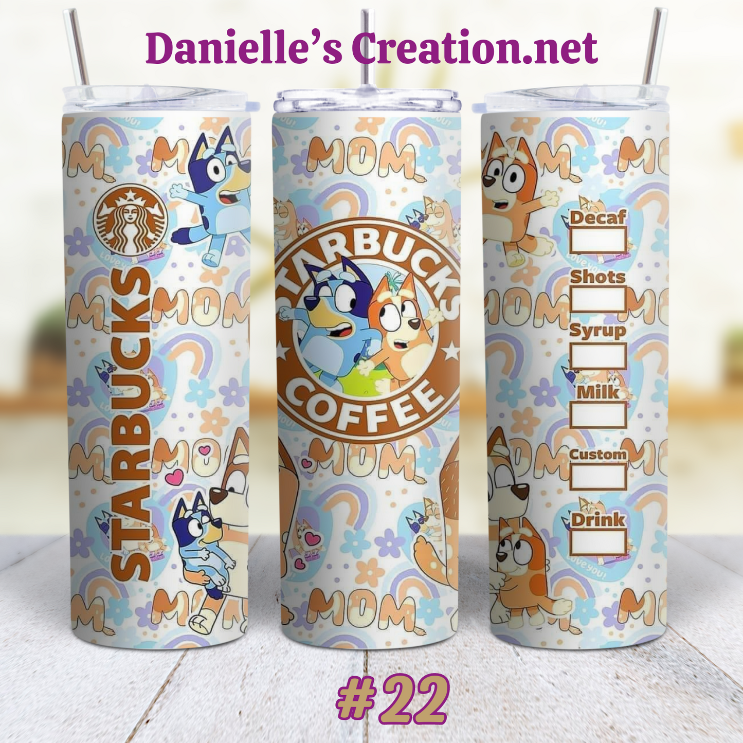 Bluey Cartoon Skinny Sublimation Tumblers 21