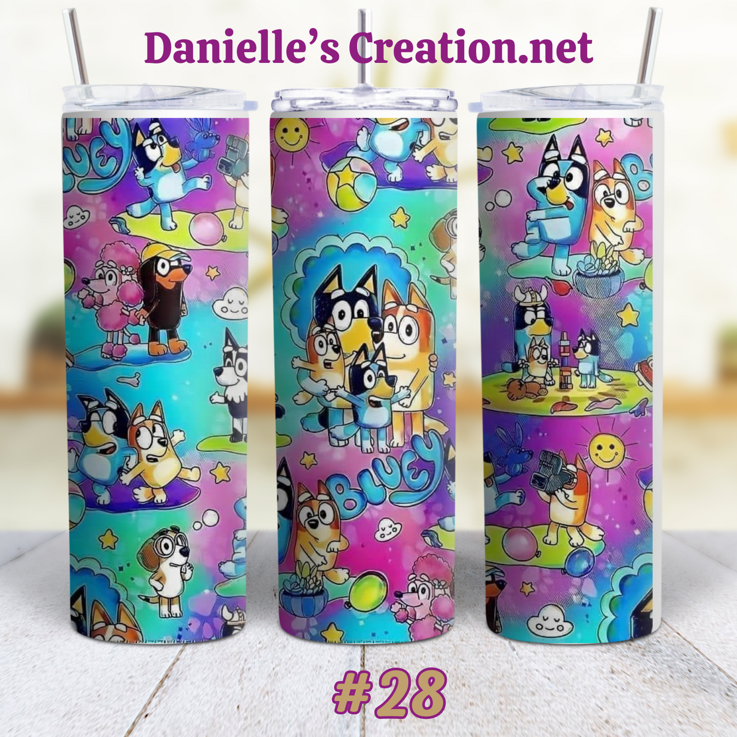 Bluey Cartoon Skinny Sublimation Tumblers 26