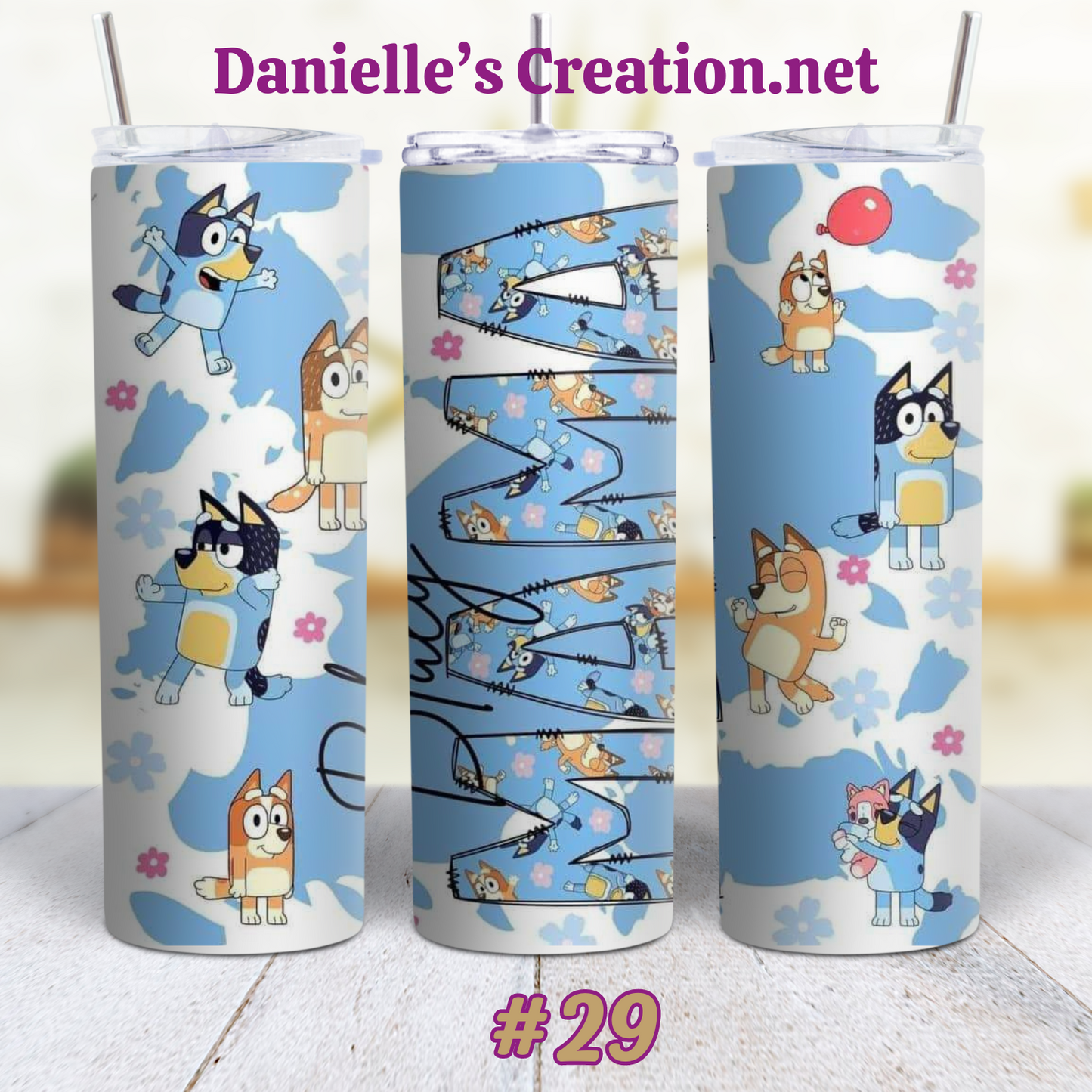 Bluey Cartoon Skinny Sublimation Tumblers 26