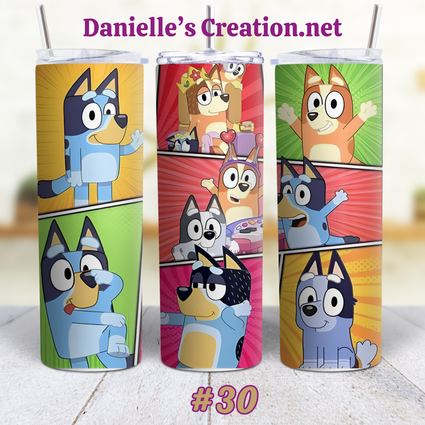 Bluey Cartoon Skinny Sublimation Tumblers 26