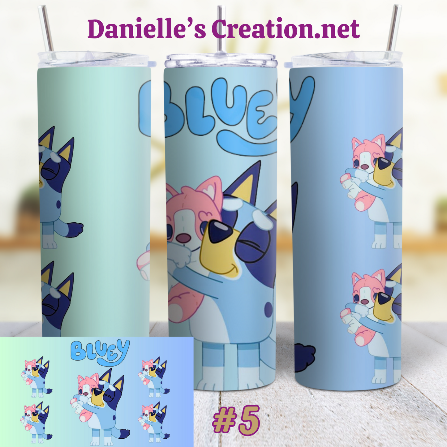 Bluey Cartoon Skinny Sublimation tumblers