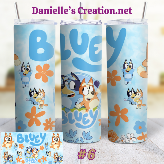 Bluey Cartoon Skinny Sublimation Tumblers 6