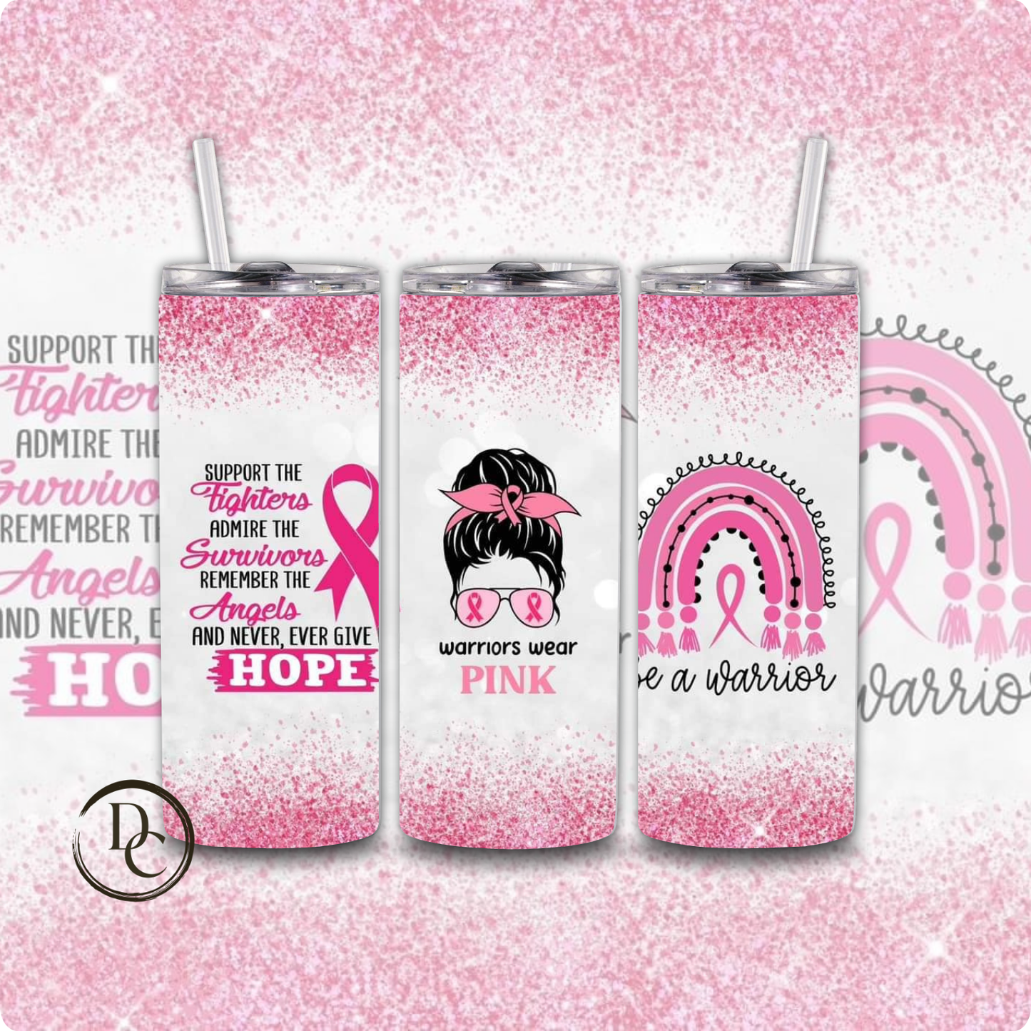 Breast Cancer 20 Oz Tumblers #38 Leopard Pink Ribbon