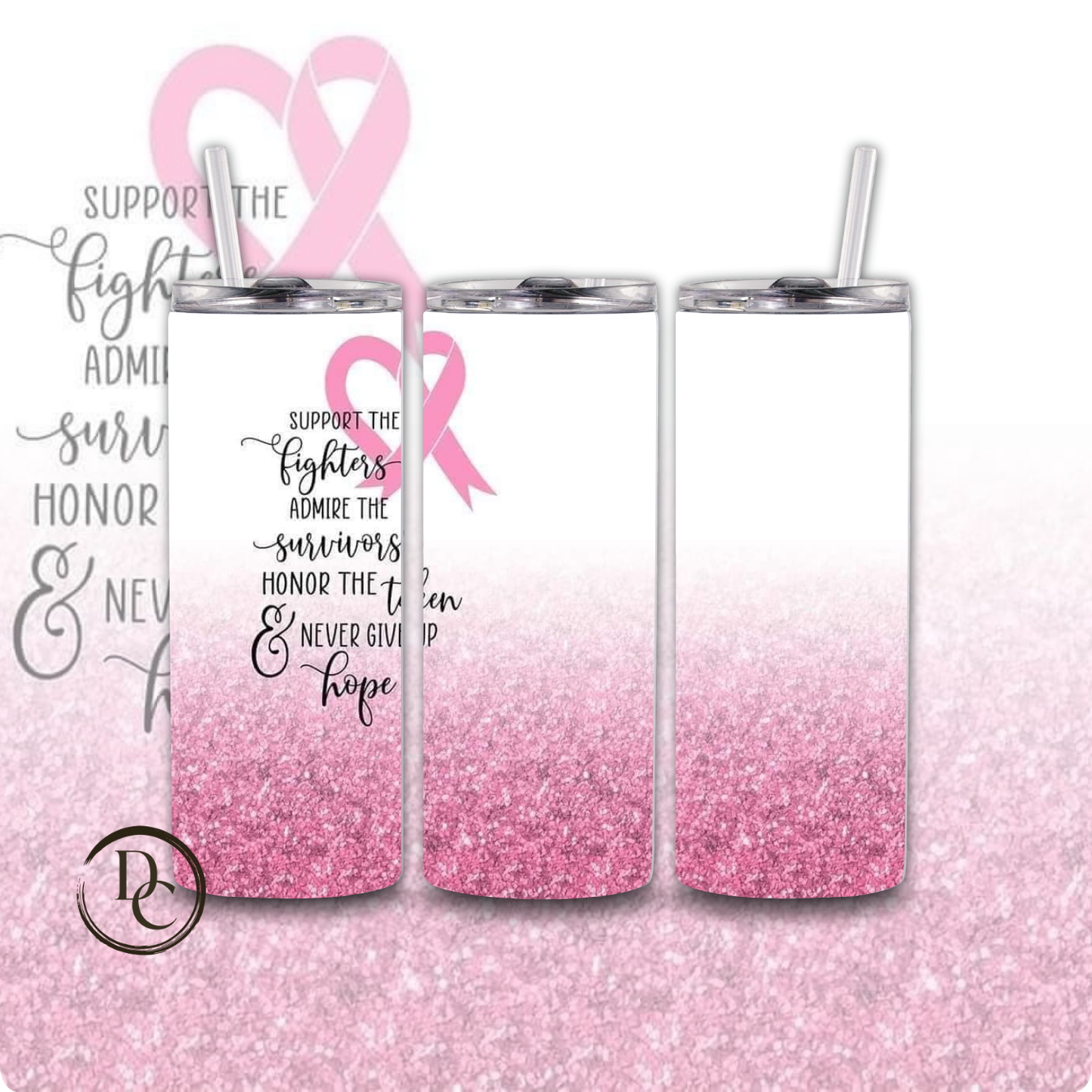 Breast Cancer 20 Oz Tumblers #38 Leopard Pink Ribbon