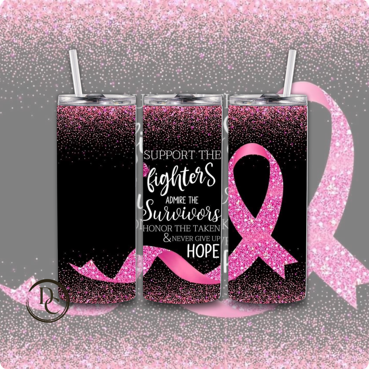 Breast Cancer 20 Oz Tumblers #38 Leopard Pink Ribbon