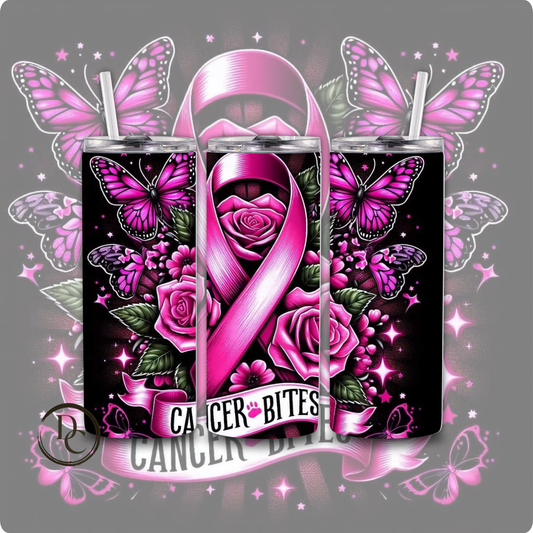 Breast Cancer 20 Oz Tumblers #48 CANCER BITES BUTTERFLIES