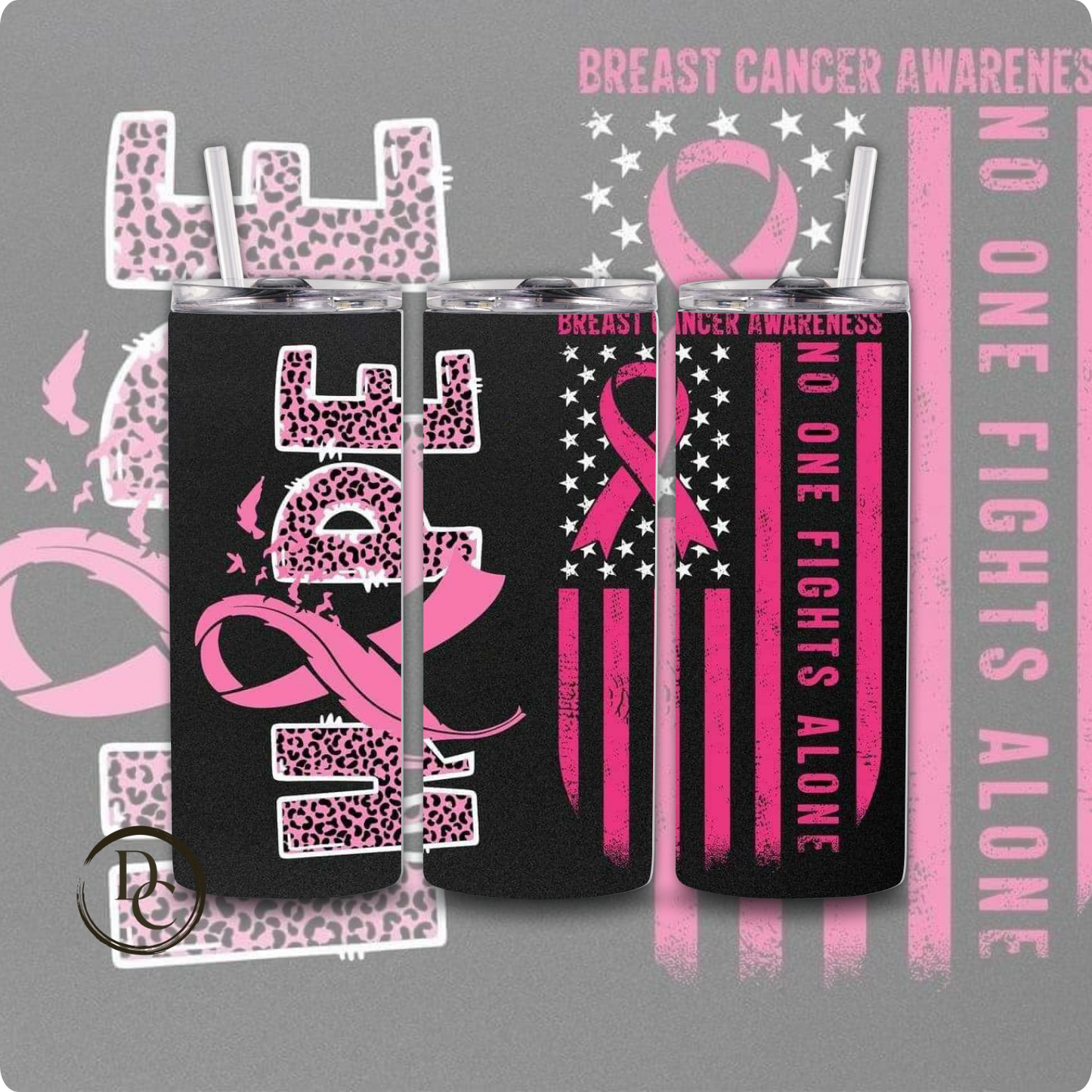 Breast Cancer 20 Oz Tumblers #38 Leopard Pink Ribbon