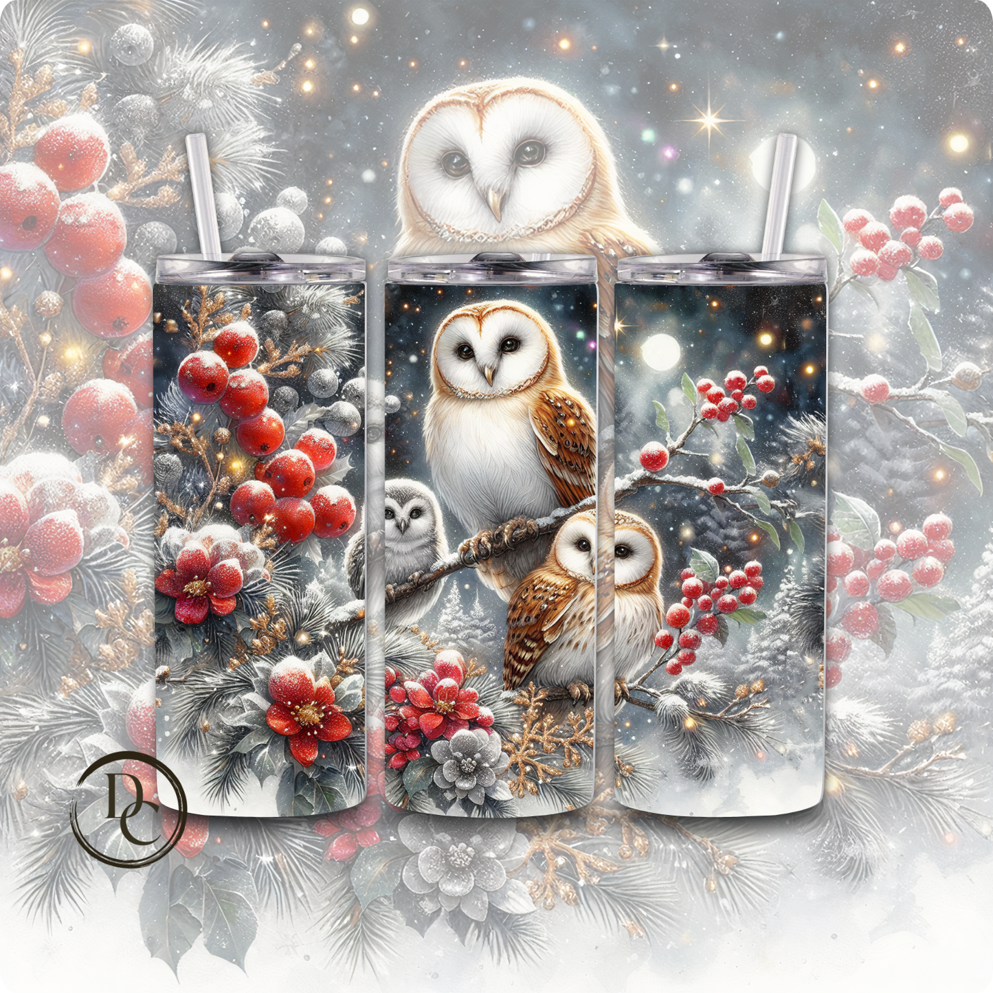 Christmas 20 Oz Tumblers # 7 Cardinals, Owl Dove