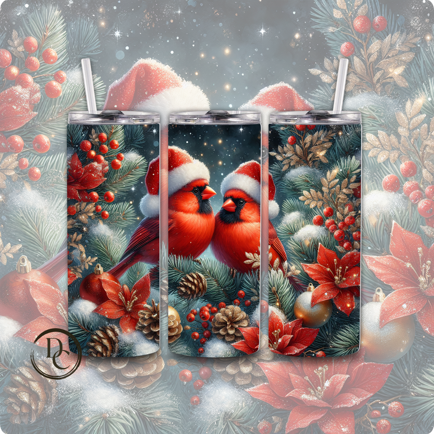 Christmas 20 Oz Tumblers # 7 Cardinals, Owl Dove