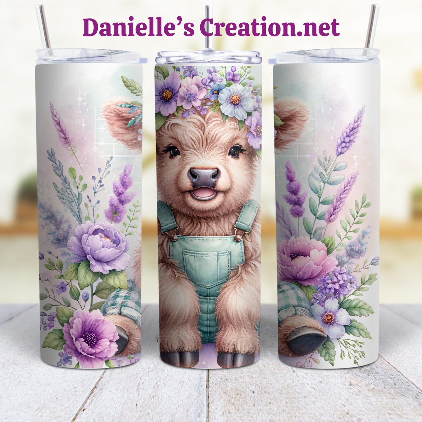 Floral HIGHLAND COW 20 oz Tumblers