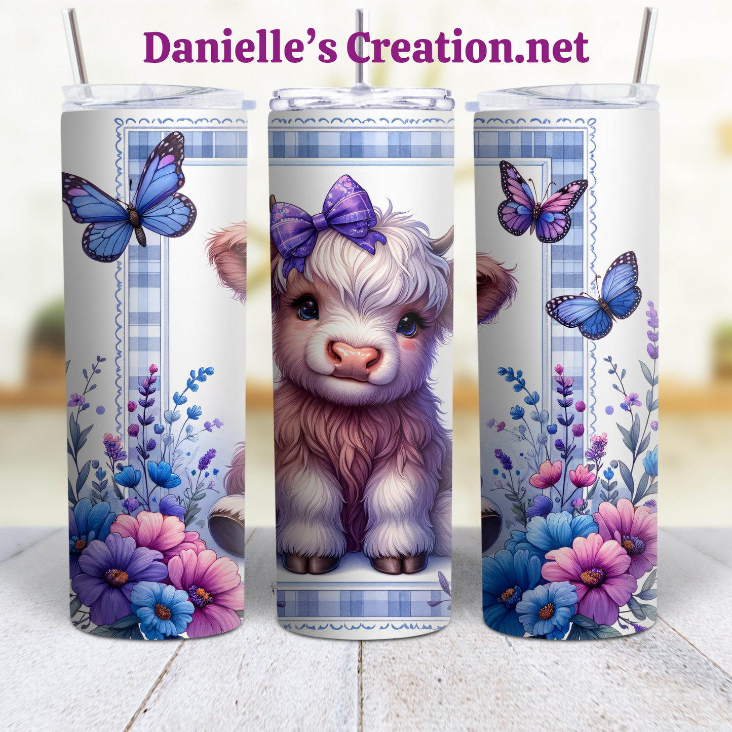 Floral HIGHLAND COW 20 oz Tumblers