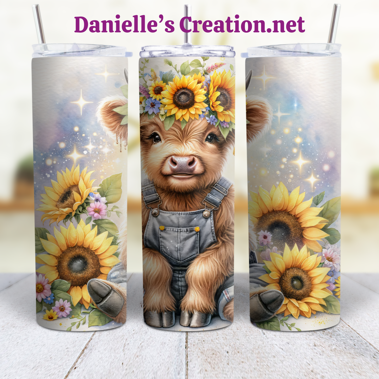 Floral HIGHLAND COW 20 oz Tumblers