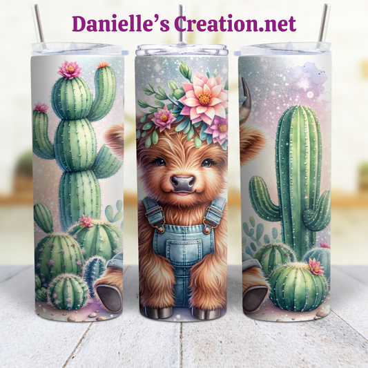 Floral HIGHLAND COW 20 oz Tumblers