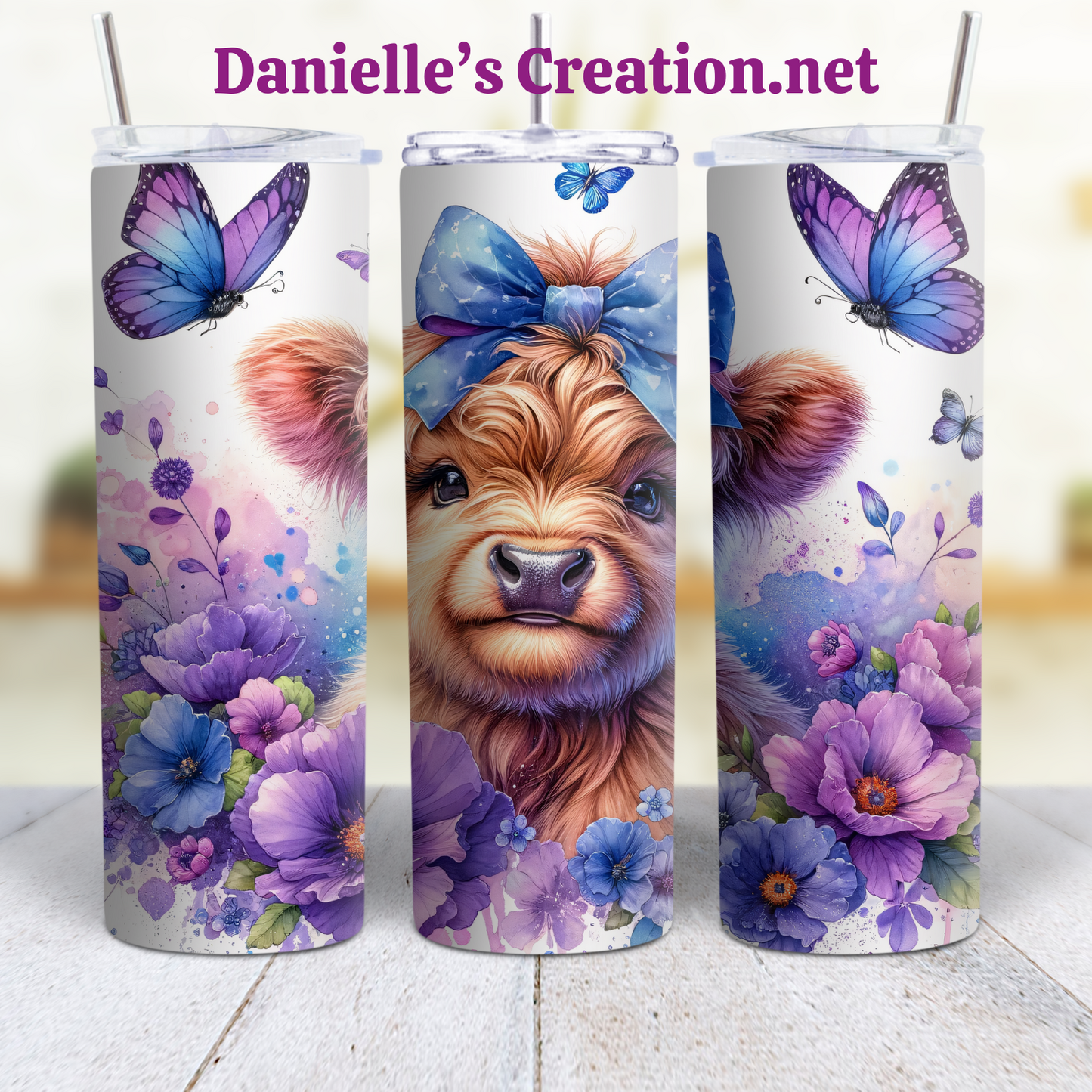 Floral HIGHLAND COW 20 oz Tumblers