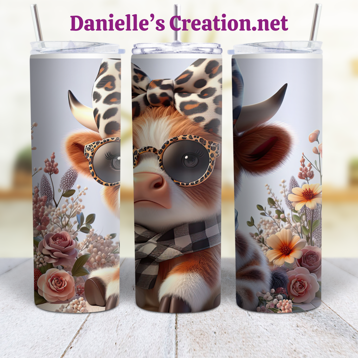 Floral HIGHLAND COW 20 oz Tumblers