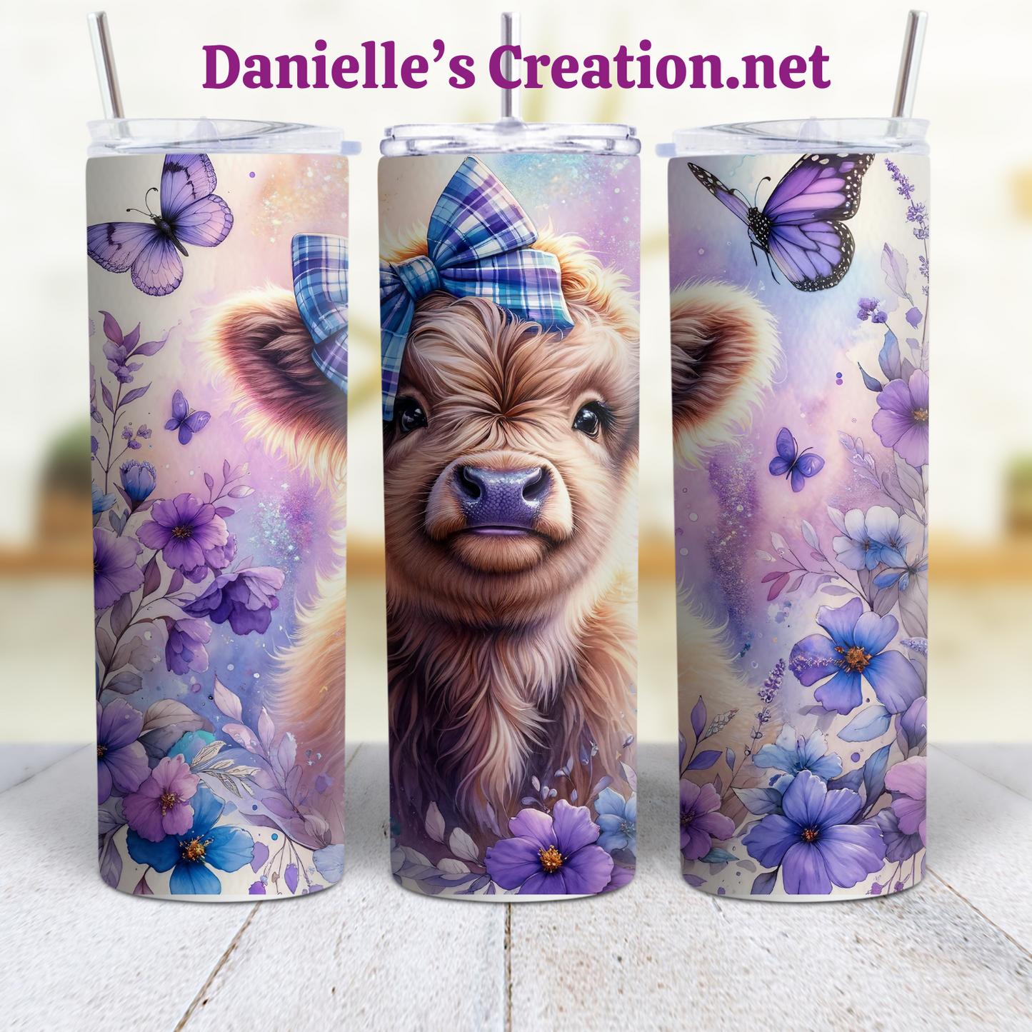 Floral HIGHLAND COW 20 oz Tumblers