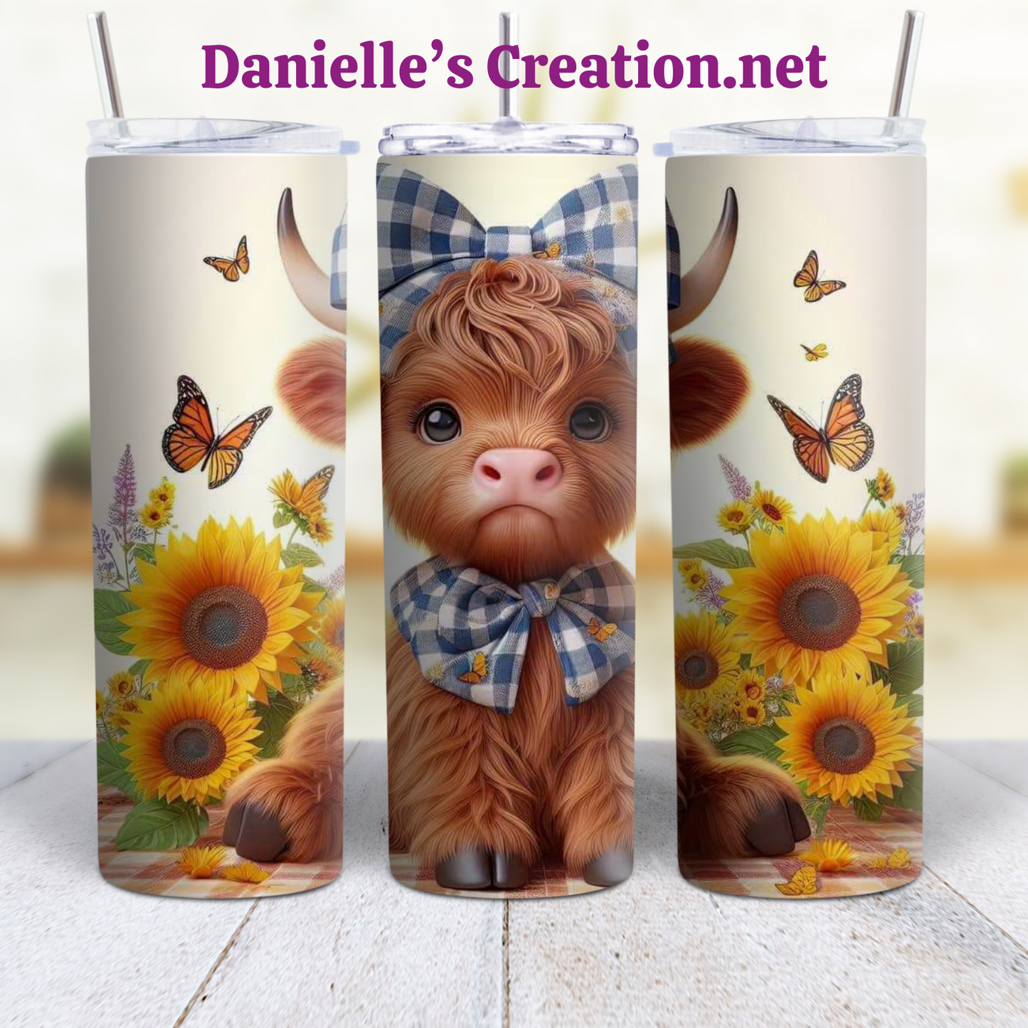 Floral HIGHLAND COW 20 oz Tumblers