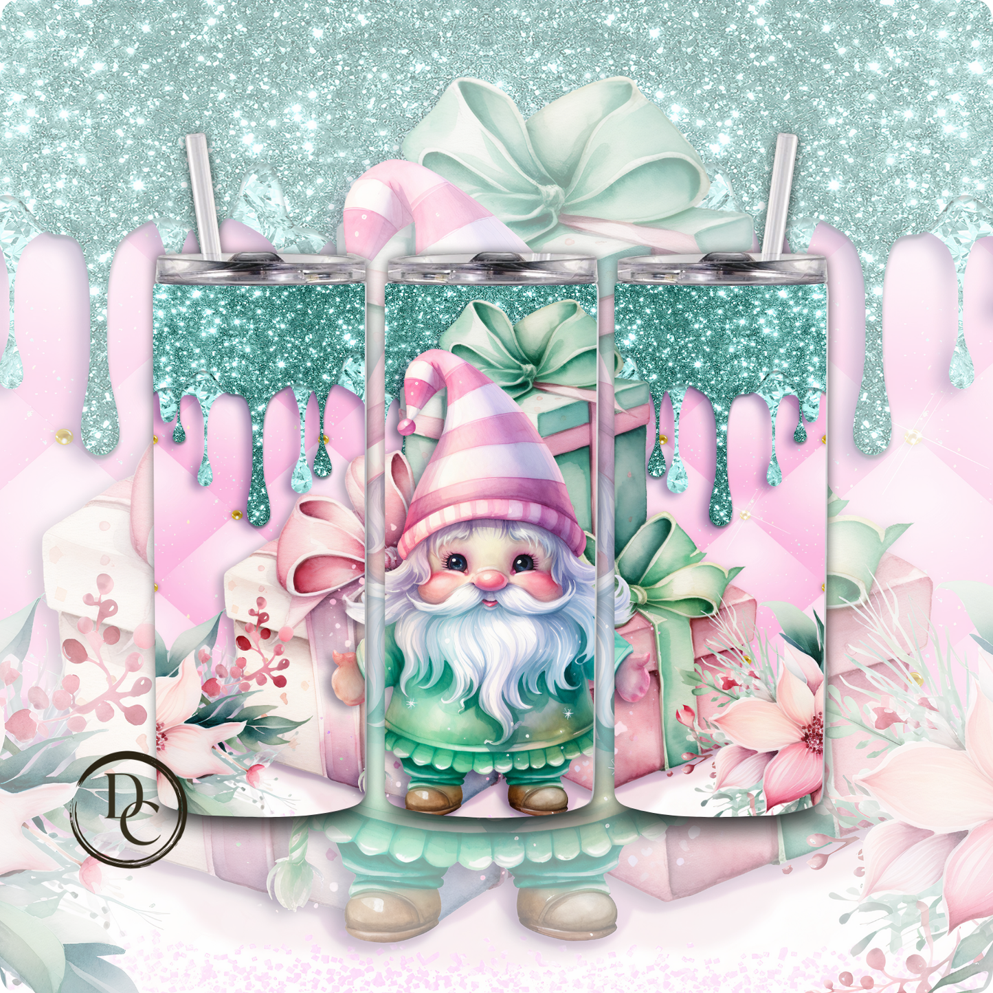 Christmas Glitter 20 Oz Tumblers # 3 Gnomes