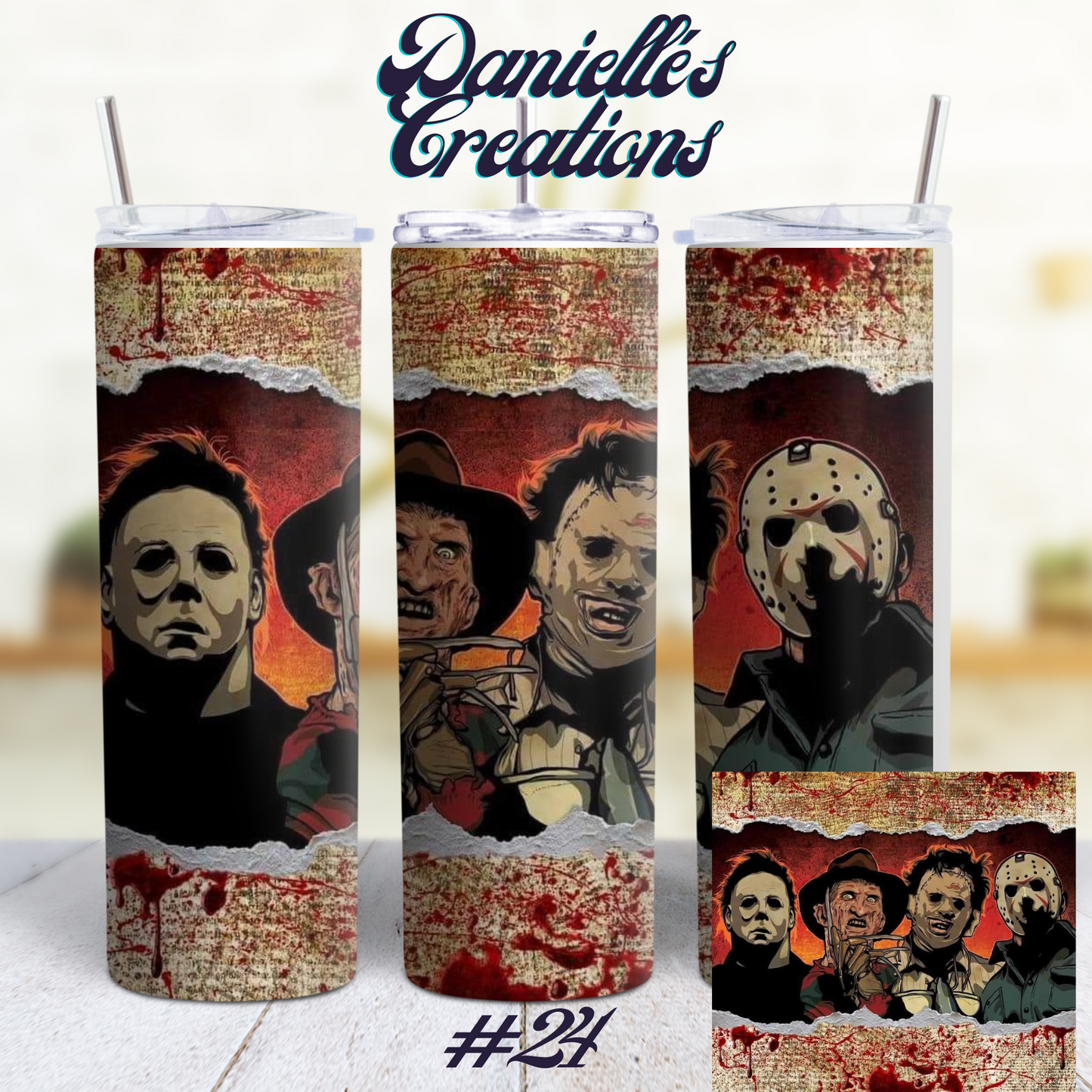 Horror Halloween 20 Oz Skinny Tumbler 17