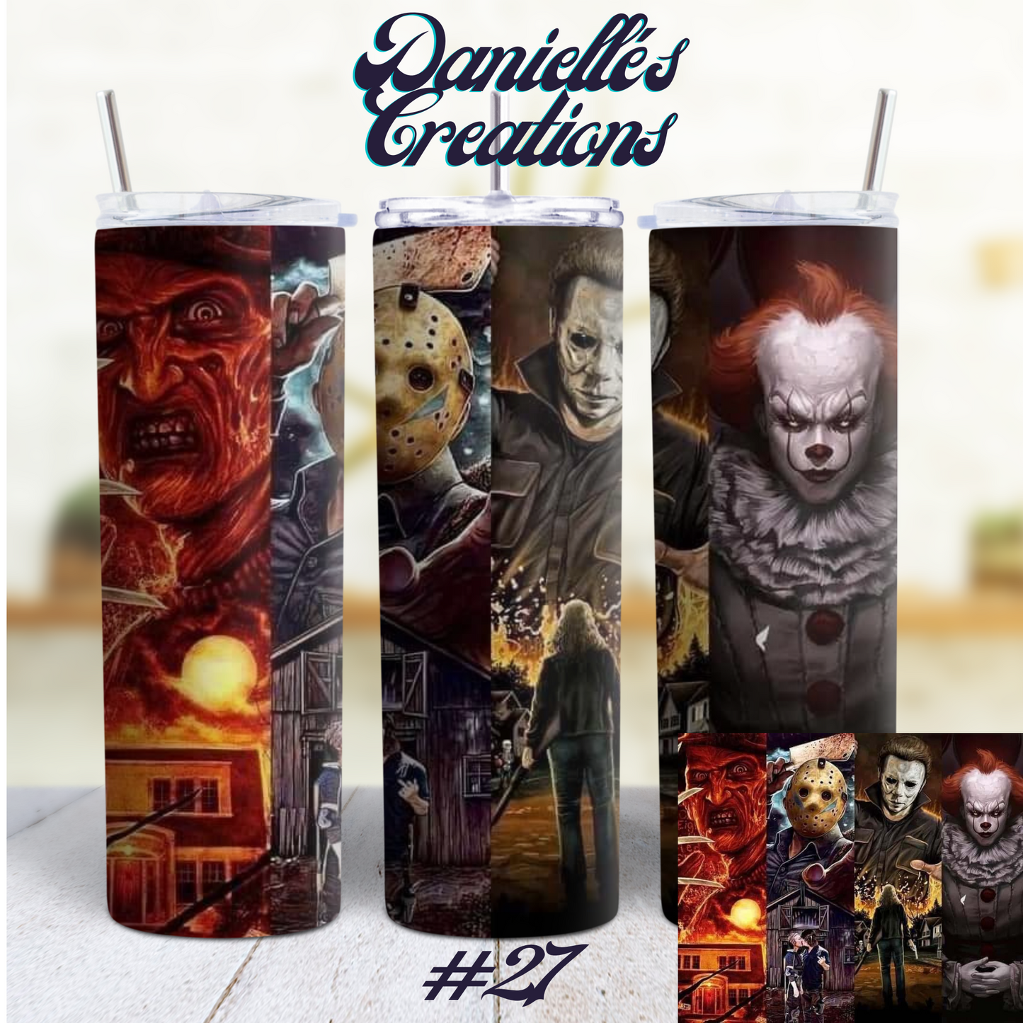 Horror Halloween 20 Oz Skinny Tumbler 17