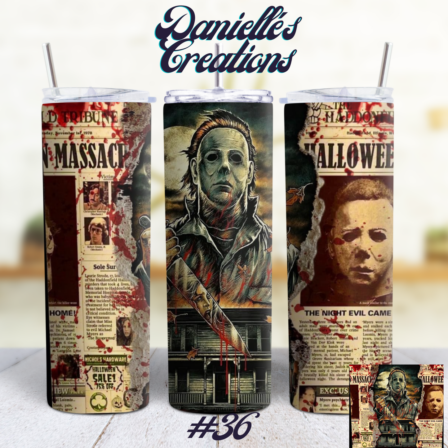 Horror Halloween 20 Oz Skinny Tumbler 17