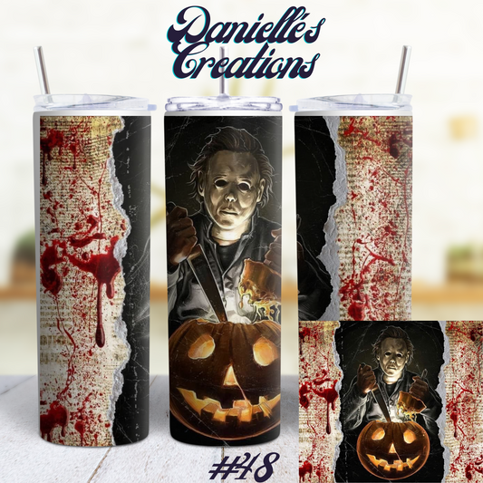 Horror Halloween 20 Oz Skinny Tumbler 17