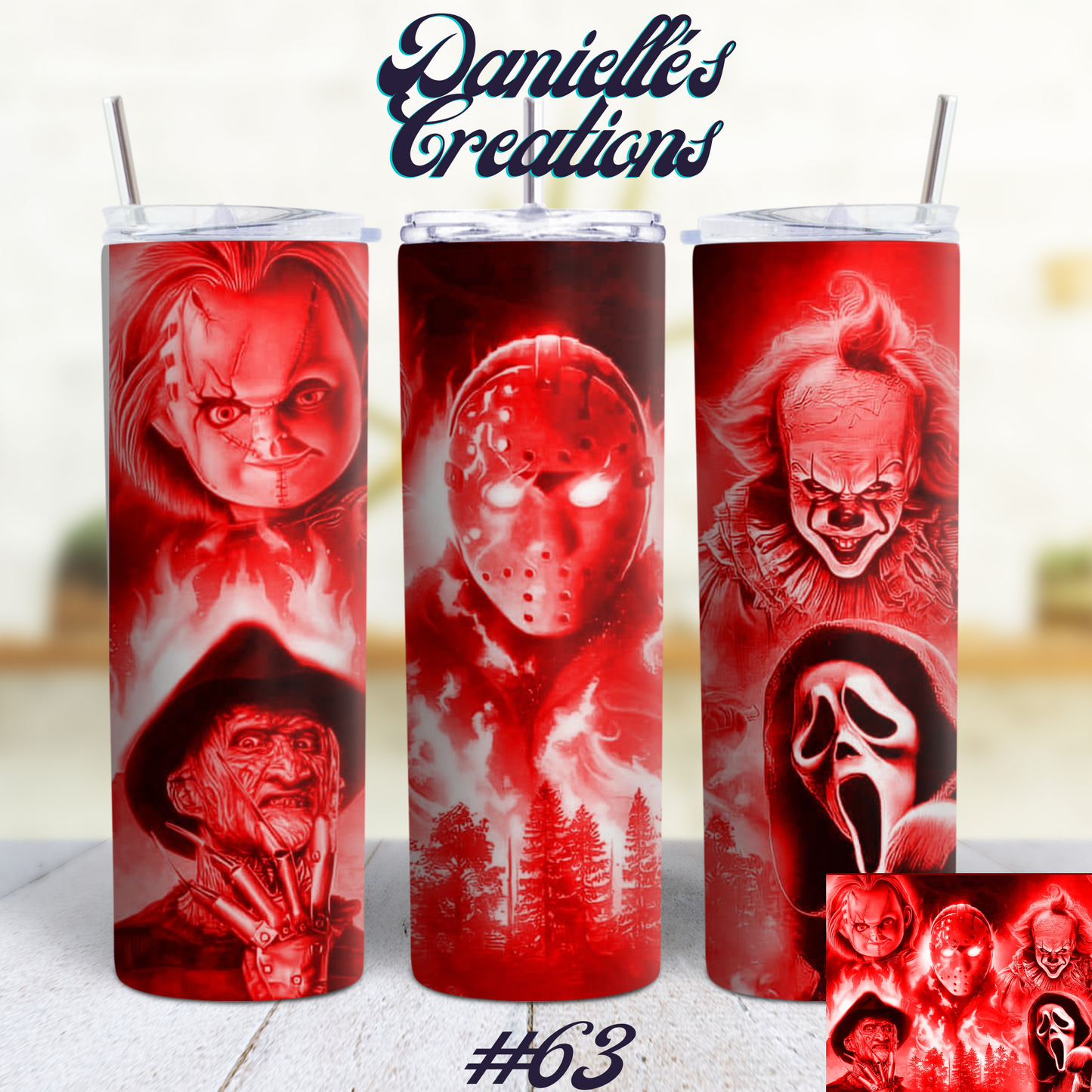 Horror Halloween 20 Oz Skinny Tumbler 17