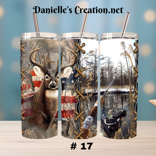 Hunting/ Men/ Fishing/ Flag/ Deer/ Bass 20 Oz Tumblers # 17