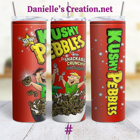 Kushy Pebbles, Weedios, Frosted Buds Cereal Snack Food 420 Cap'n Kush, Weed loofs 20 oz Tumbler