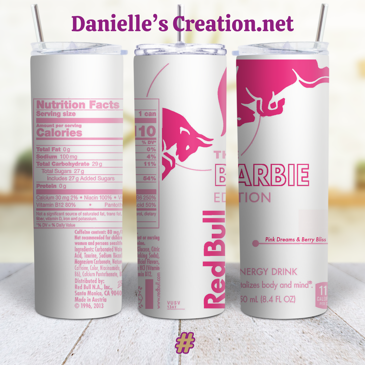 Red Bull Barbie Energy Drink 20 oz Tumblers