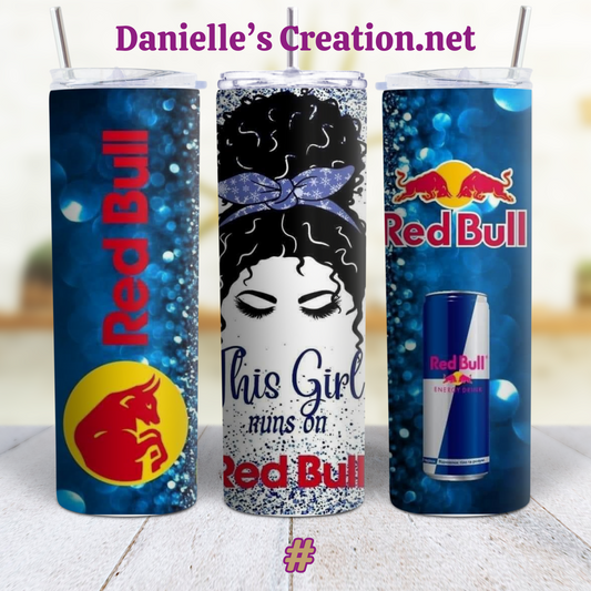 Red Bull Energy Drink 20 oz Tumblers Messy Bun