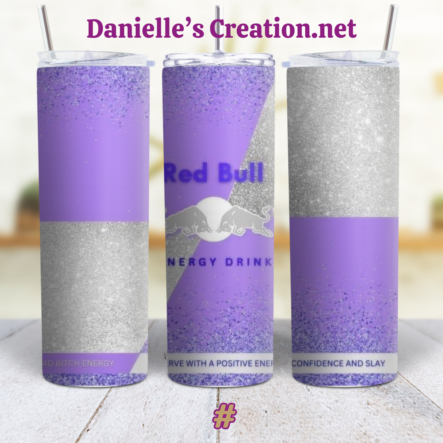 Red Bull Energy Drink 20 oz Tumblers Purple & Silver