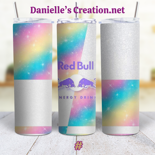 Red Bull Energy Drink 20 oz Tumblers Rainbow & Silver