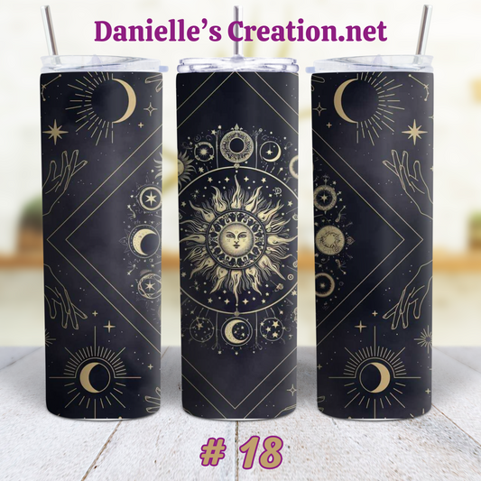 Moon & Star Tarot Cards, Witch Vibe Witchy, Crystal Classic or Glow in the Dark 20 Oz Tumblers