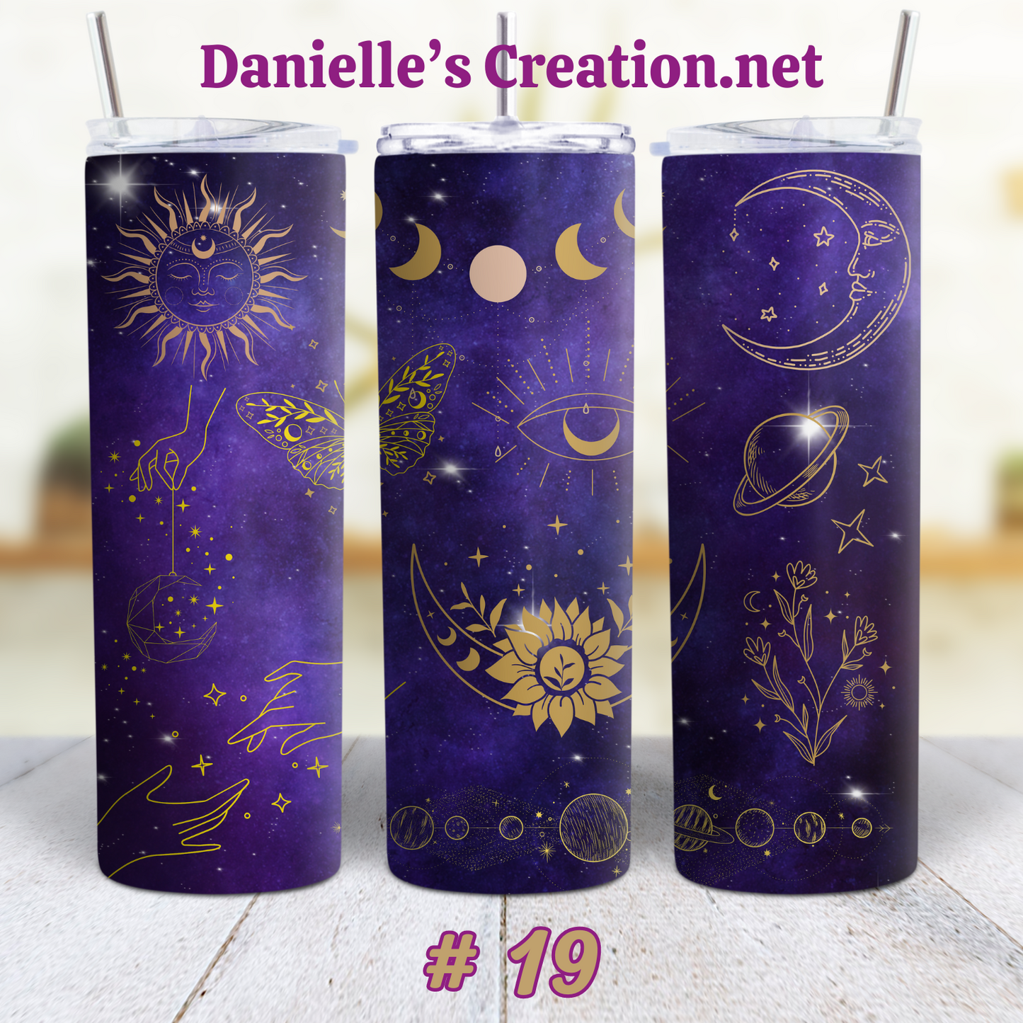 Moon & Star Tarot Cards, Witch Vibe Witchy, Crystal Classic or Glow in the Dark 20 Oz Tumblers