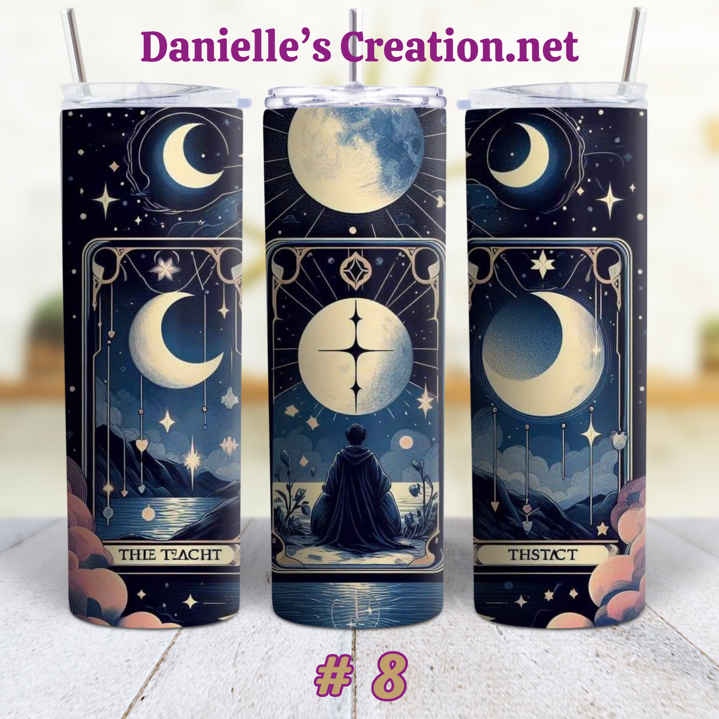 Moon & Star Tarot Cards, Witchy, Crystal Classic or Glow in the Dark 20 Oz Tumblers