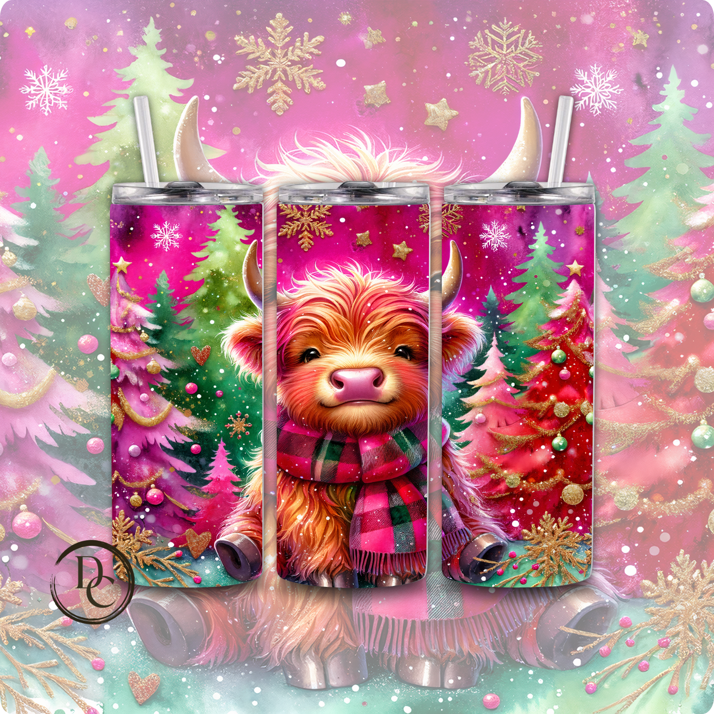 Christmas Highland Cow 20 Oz Tumblers # 16